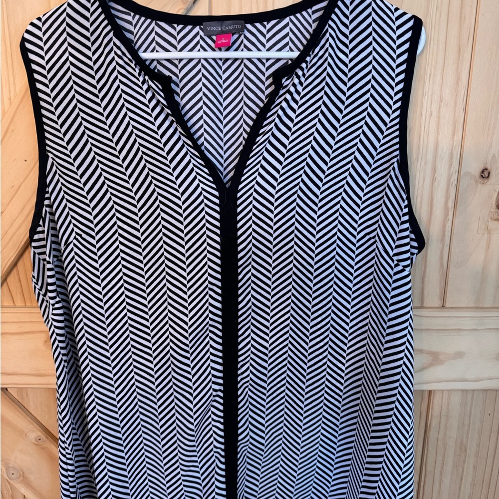 Vince Camuto Black and White Striped Women's Blouse